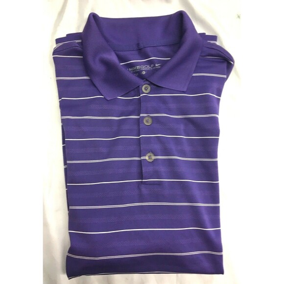 Nike Other - Nike Golf Men's Polo Dri Fit Purple White Sports Large Short Sleeves EUC